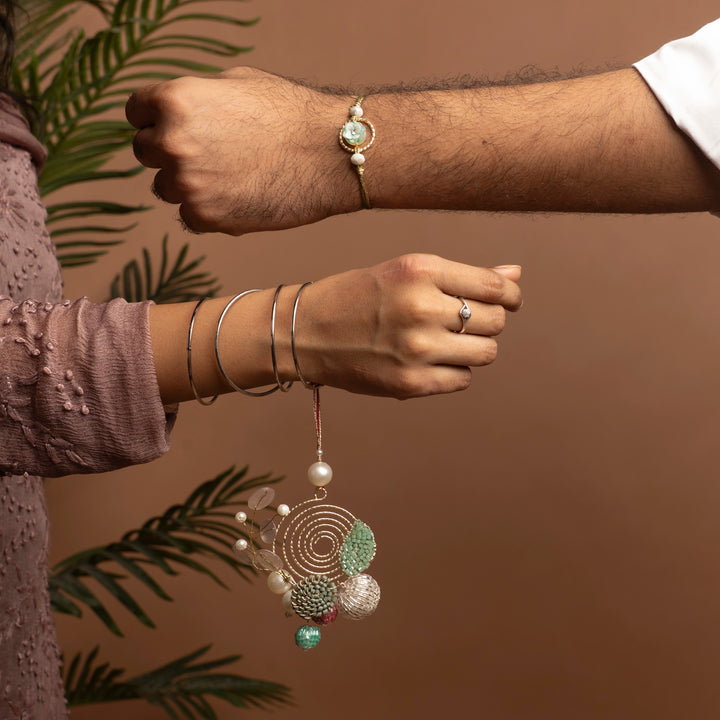 Radiant Tassel Lumba Rakhi Set For Bhaiya - Bhabhi