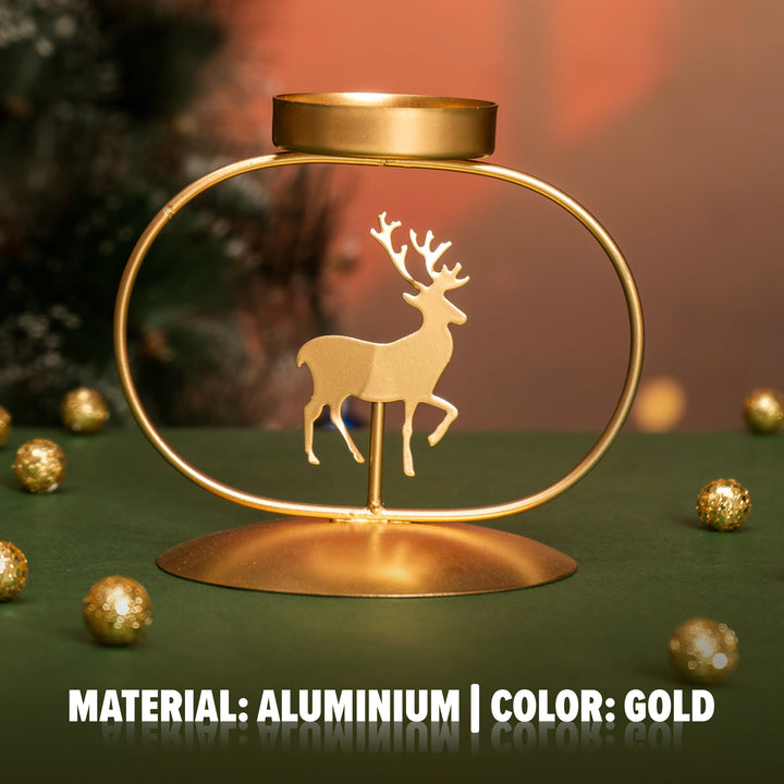 Round Reindeer T-Light Holder