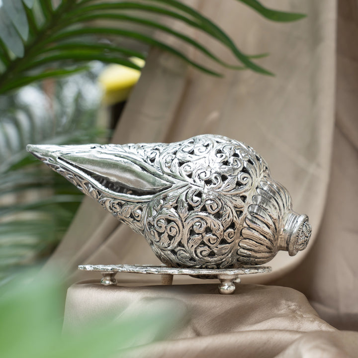 Carved Shankh With Stand