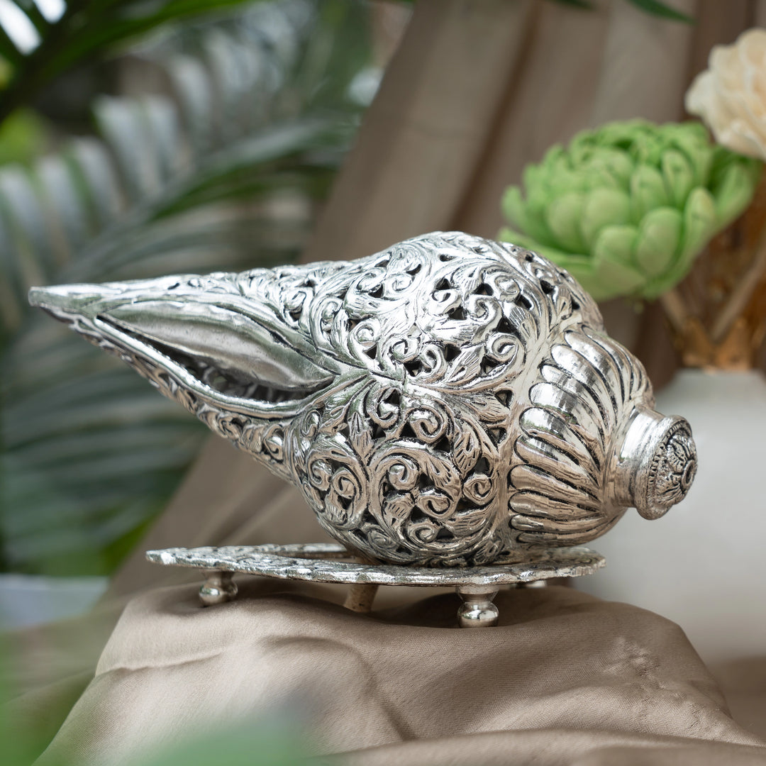Carved Shankh With Stand