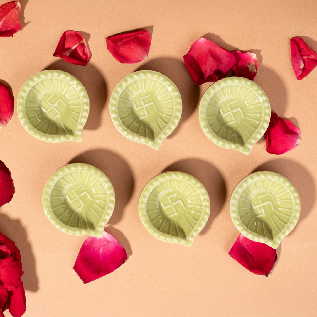 Svastika Ceramic Diya