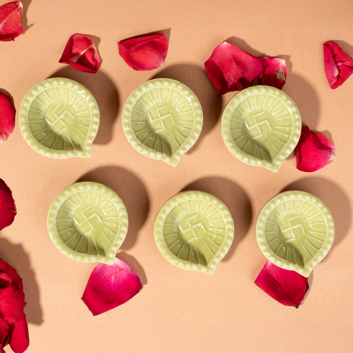 Svastika Ceramic Diya