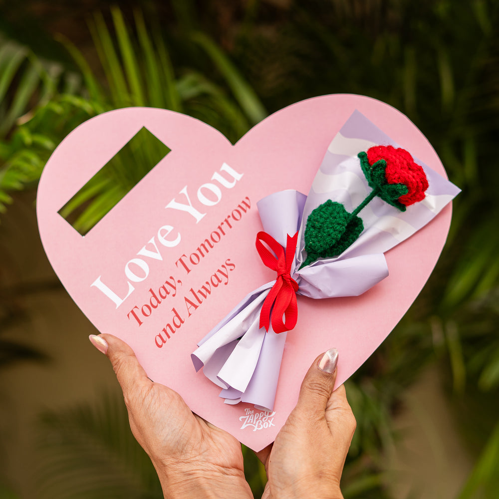 love you forever rose bouquet handmade crochet gift india