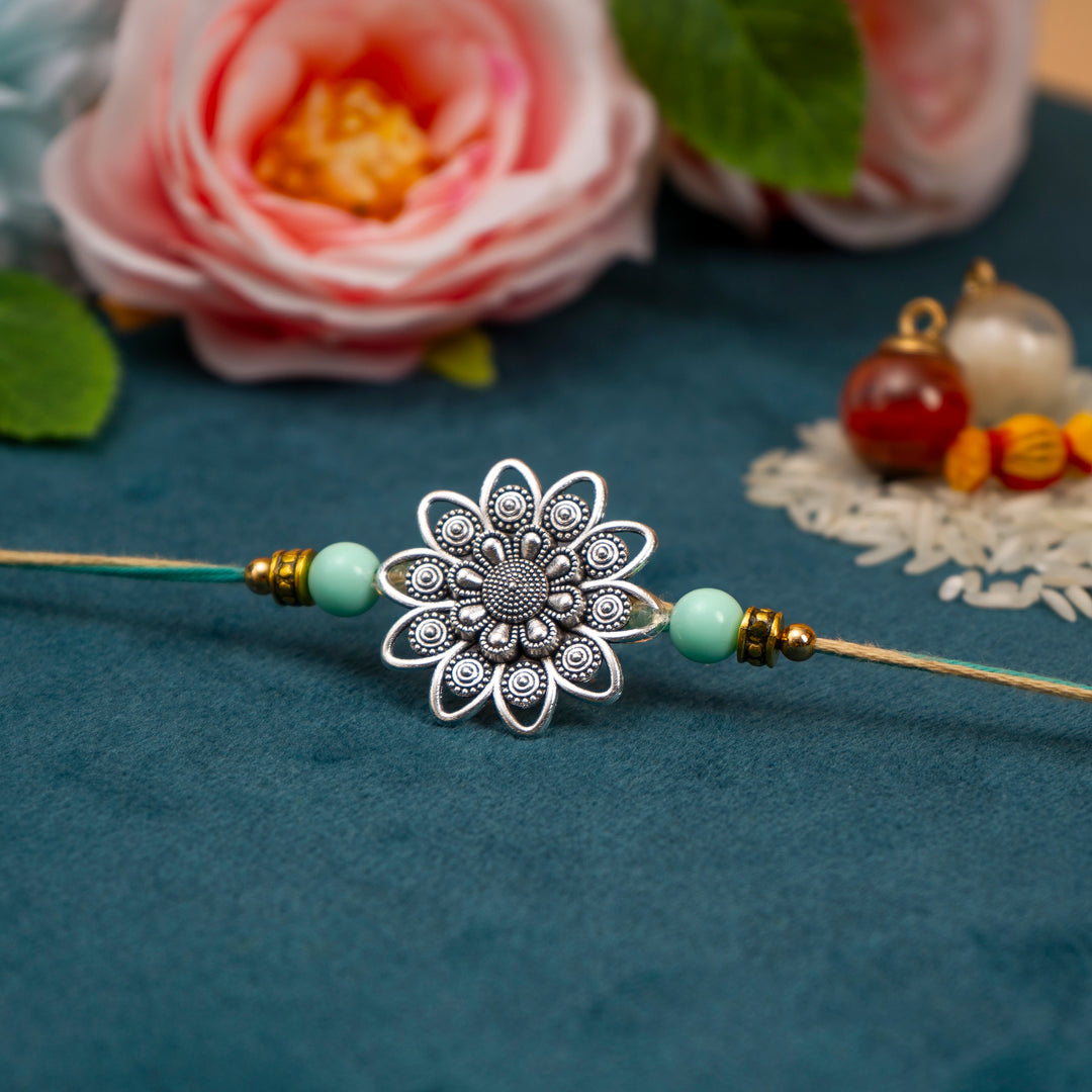 Flower Rakhi Design Vintage Bloom Rakhi – Floral Traditional Rakhi | The Zappy Box