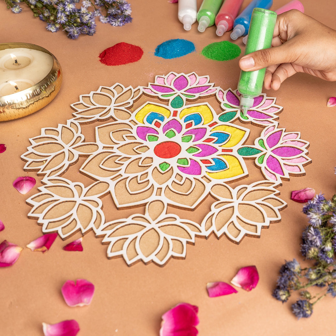 Props For Rangoli Festive Wooden Rangoli Stencil Kit - Festive Home Decor | The Zappy Box
