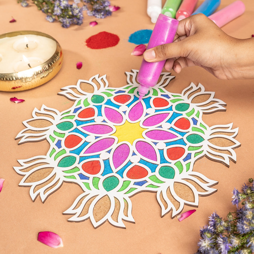 Props For Rangoli Festive Wooden Rangoli Stencil Kit - Festive Home Decor | The Zappy Box