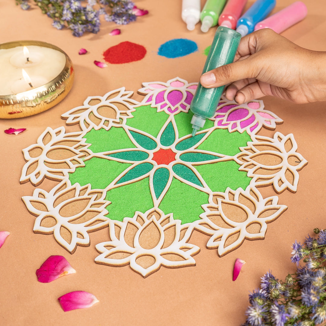 Props For Rangoli Festive Wooden Rangoli Stencil Kit - Festive Home Decor | The Zappy Box
