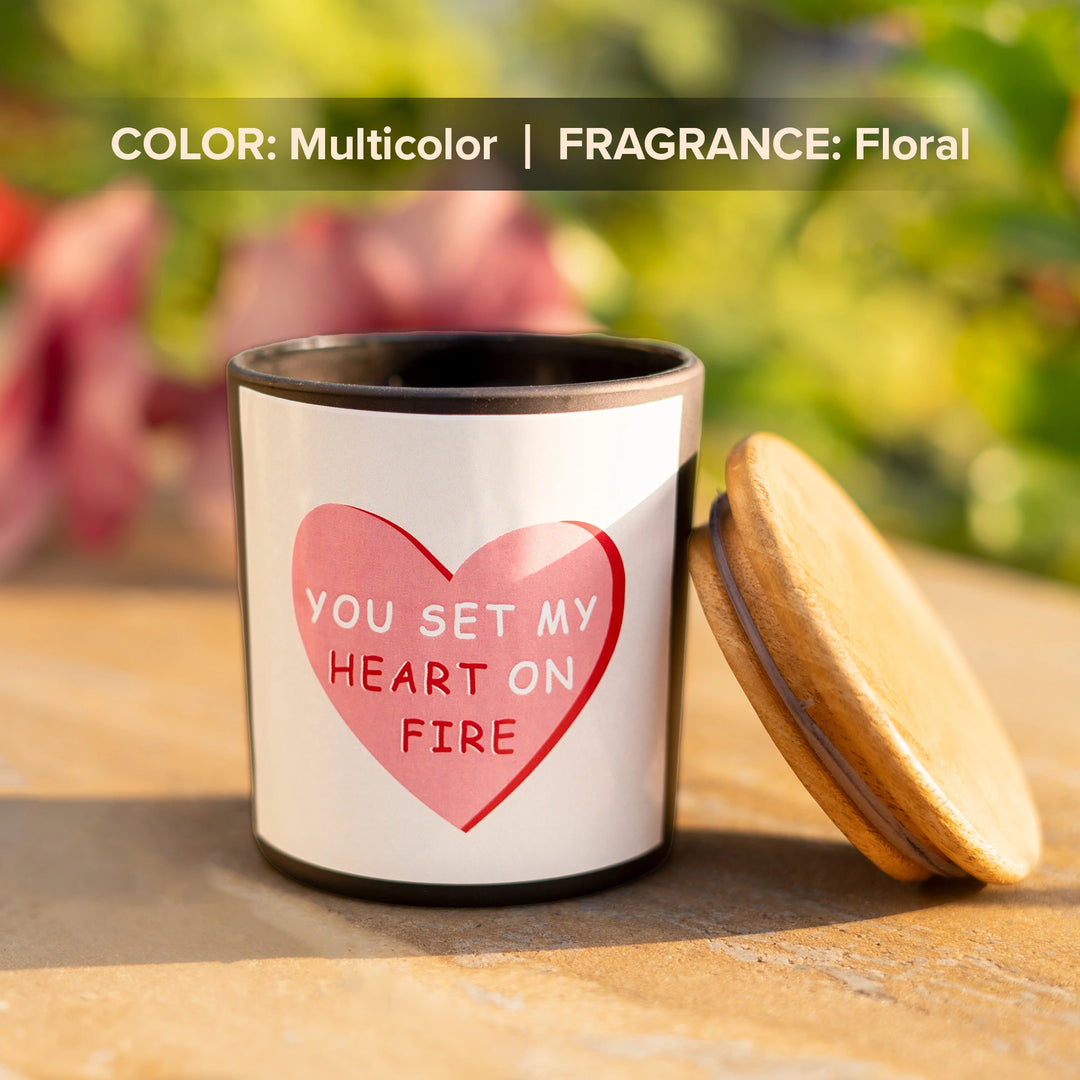 Heart On Fire Candle