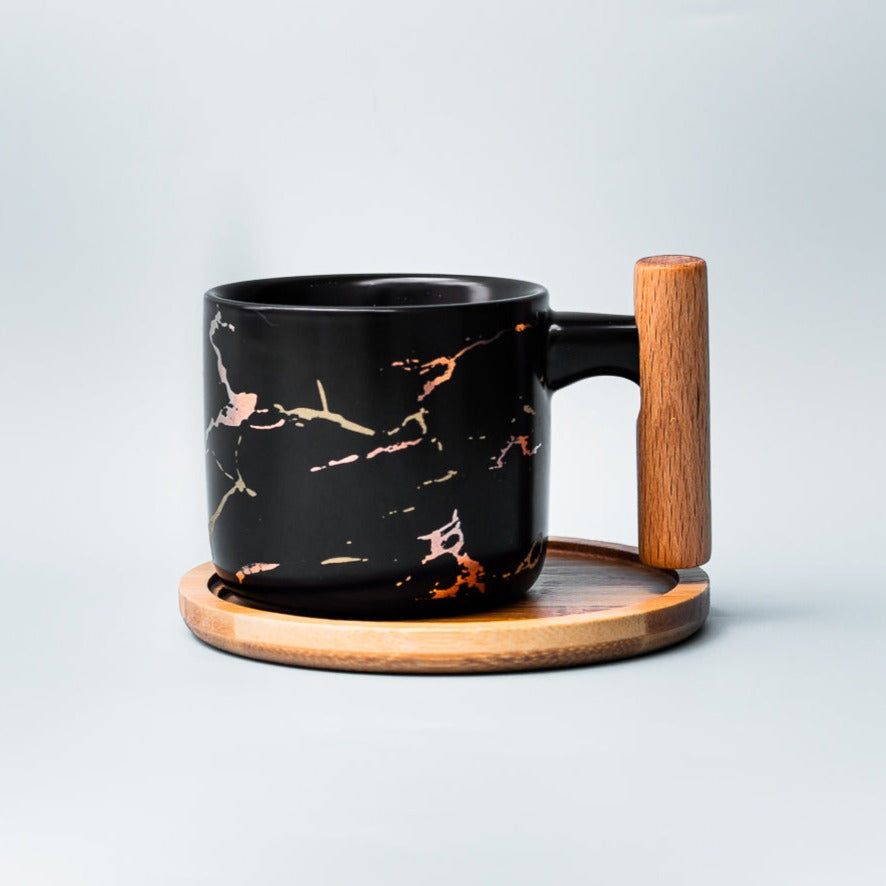 Black Marble Cup and Saucer Set