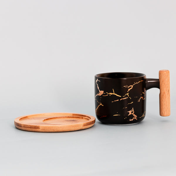 Black Marble Cup and Saucer Set