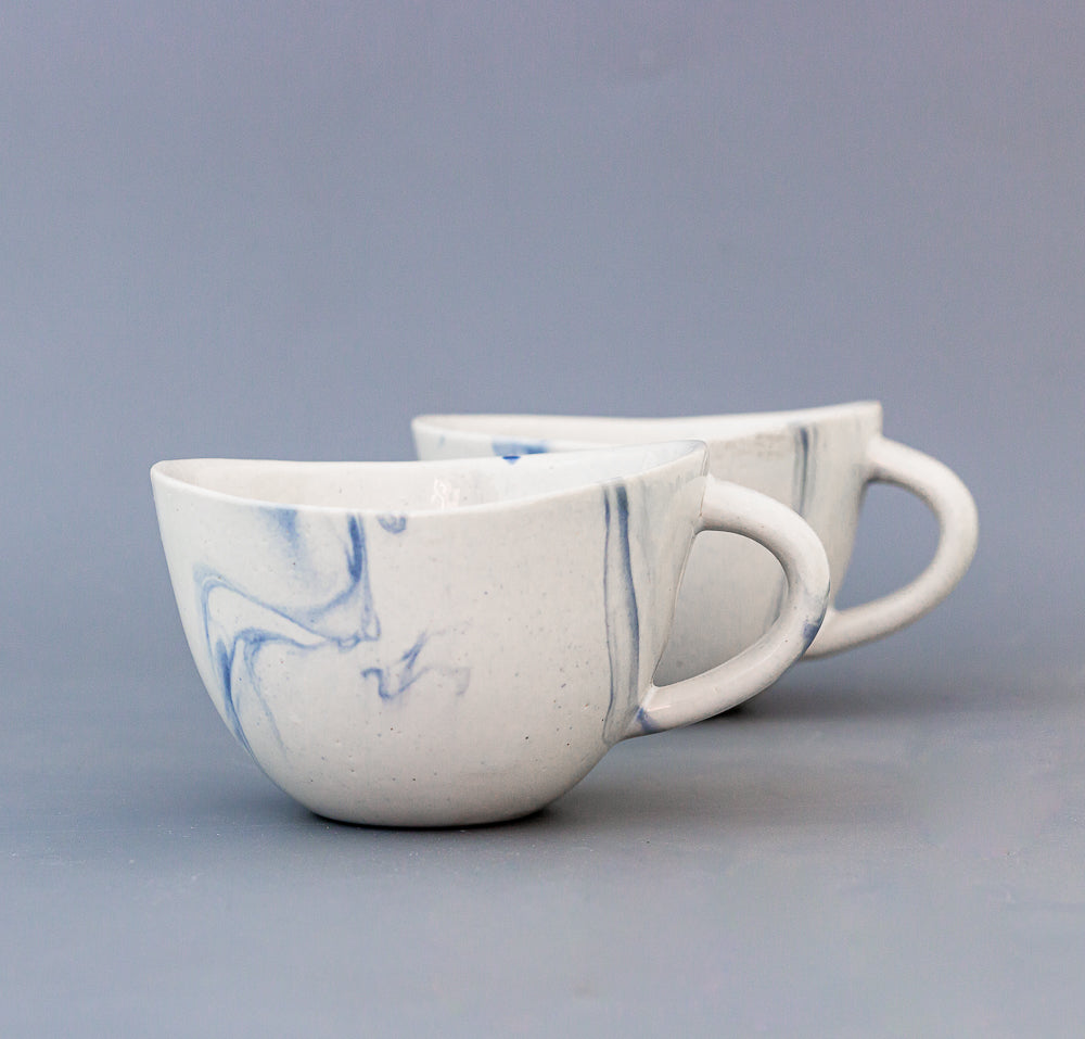 Blue Wave Ceramic Cup-Set of 2