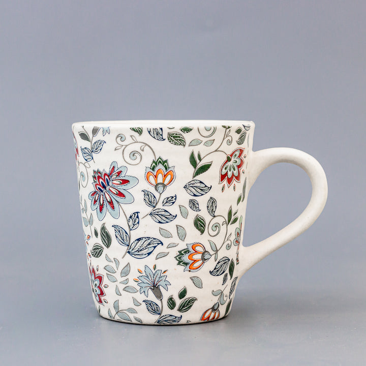 Floral Mugs With Tray