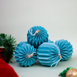 Christmas Decoration Origami Balls - Blue (Set of 6)
